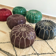 Pouf cuir artisanat marocain